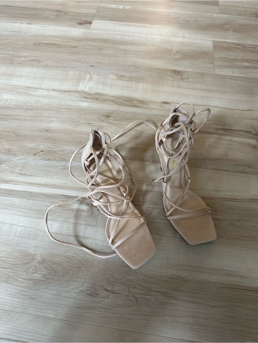 Lace-Up Nude Strappy Sandals for Women